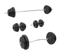 vidaXL Juego de Barras y Mancuernas con Discos, Equipo de Pesas Libres, Set Pesas Gimnasio, Equipo de Entrenamiento Físico para Culturismo 120 kg