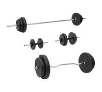 vidaXL Juego de Barras y Mancuernas con Discos, Equipo de Pesas Libres, Set Pesas Gimnasio, Equipo de Entrenamiento Físico para Culturismo 90 kg
