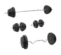 vidaXL Juego de Barras y Mancuernas con Discos, Equipo de Pesas Libres, Set Pesas Gimnasio, Equipo de Entrenamiento Físico para Culturismo 120 kg