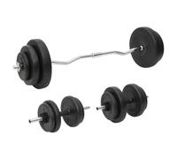 vidaXL Juego de Barras y Mancuernas con Discos, Equipo de Pesas Libres, Set Pesas Gimnasio, Equipo de Entrenamiento Físico para Culturismo 60 kg