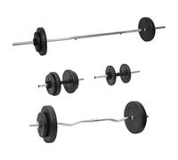 vidaXL Juego de Barras y Mancuernas con Discos, Equipo de Pesas Libres, Set Pesas Gimnasio, Equipo de Entrenamiento Físico para Culturismo 60 kg, 1 pieza