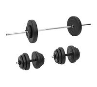 vidaXL Juego de Barras y Mancuernas con Discos Pesas Entrenamiento Levantamiento Fitness Culturismo Corporal Musculación Ejercicio Deporte 60 kg