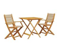 vidaXL Juego de Bistro de 3 Piezas Polipropileno y Madera Maciza Beige, Juego Bistro, Muebles de Exterior, Juego de Muebles de jardín, Juegos bistró