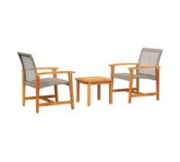 Vidaxl juego de bistro de 3 piezas ratán pe gris y madera de acacia