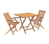 vidaXL Juego de Bistro de Jardín Plegable de 3 Piezas 3 uds. Natural