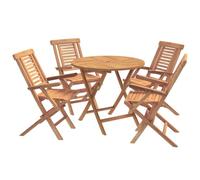 vidaXL Juego de Bistro de jardín Plegable de 5 Piezas Natural