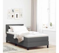 vidaXL Juego de Cama Box Spring Moderno con Cabecero y Cajones de Almacenamiento en Tela Gris 90 x 190 cm con Iluminación LED y Sobrecolchón Ideal para Dormitorios Muebles de Dormitorio Protector de