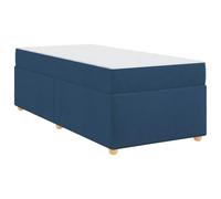 vidaXL Juego de Cama Completo Azul 90 x 190 cm Diseño Rectangular Moderno Tapizado en Tela Colchón de Espuma Densa de Firmeza Media Estructura de Madera Contrachapada Mate Patas de Madera Natural Mu