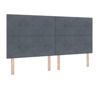 vidaXL Set de cama de cabecera atemporal gris oscuro tela de poliéster soporte de madera con muebles interiores a prueba de manchas para dormitorios estructura marco elegante dormitorio cómodo
