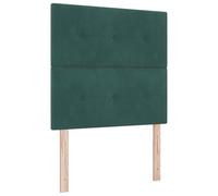 vidaXL Juego de Cama Minimalista Verde Oscuro con Cabecero Alto Diseño Montado en la Pared Muebles Tapizados de Terciopelo para Dormitorio Tamaño 90 cm Cama Individual Moderna Contemporánea Ahorradora