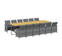 vidaXL - Juego de cena de jardín, 13 unidades para muebles de comedor, mesa y sillas de comedor, terraza, patio al aire libre, resina trenzada, color gris