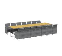 vidaXL - Juego de cena de jardín, 15 unidades para muebles de comedor, mesa y sillas de comedor, terraza y patio al aire libre, color gris
