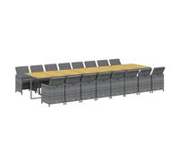 vidaXL - Juego de cena de jardín, 17 unidades para muebles de comedor, mesa y sillas de comedor, terraza y patio al aire libre, color gris