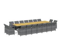 vidaXL - Juego de cena de jardín, 19 unidades para muebles de comedor, mesa y sillas de comedor, terraza, patio al aire libre, color gris