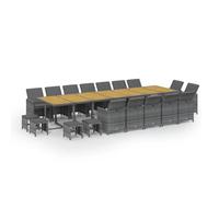vidaXL - Juego de cena de jardín, 19 unidades para muebles de comedor, mesa y sillas de comedor, terraza, patio al aire libre, color gris