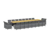 vidaXL - Juego de cena de jardín, 21 unidades para muebles de comedor, mesa y sillas de comedor, terraza, patio al aire libre, gris resina trenzada