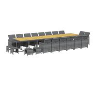 vidaXL - Juego de cena de jardín, 21 unidades para muebles de comedor, mesa y sillas de comedor, terraza, patio al aire libre, gris resina trenzada