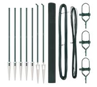 vidaXL Juego de Cercas de Alambre Soldado con 7 Postes Spike Verde 1.5X10 m Metal Y Plástico Resistente para Espacios Exteriores Solución de Cercado Seguridad