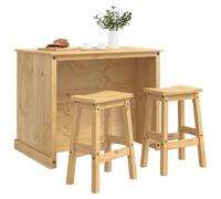vidaXL - Juego de cocina con 3 piezas, cera de miel de pino macizo, carrito de cocina, estilo rústico, gran almacenamiento, carrito móvil, isla práctica, organizador de despensa