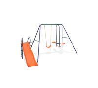 Vidaxl Juego De Columpios De 3 Asientos Y Tobogán Naranja - Juego De Columpios Con Tobogán MKP