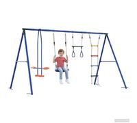 vidaXL Juego de Columpios Exterior Multicolor 330 x 185 x 185 cm, Columpio Exterior, Resistente al Clima, Conjunto metálico, Cuerdas Ajustables para niños de 3 a 10 años, Juego en el jardín