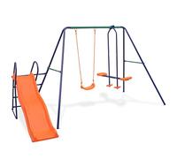 vidaXL Juego de columpios de 3 asientos y tobogán naranja