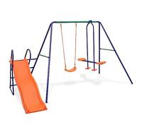 vidaXL Juego de columpios para jardín 3 piezas para niños asientos acero y plástico Naranja