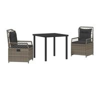 vidaXL Juego de Comedor de Jardín 3 Piezas Gris Ratán Poliéster