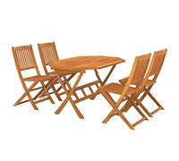 vidaXL Juego de Comedor de Jardín 5 Piezas Exterior Terraza Patio Balcón Cocina Silla Mesa Asiento Mobiliario Decoración Madera Maciza de Acacia