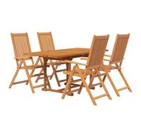 vidaXL Juego de Comedor de jardín 5 Piezas Madera Maciza de Acacia 120-170