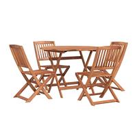vidaXL Juego de Comedor de Jardín 5 Piezas, Sillas y Mesa Redonda Plegables, Conjunto de Muebles para Exterior Patio, Madera Maciza de Acacia