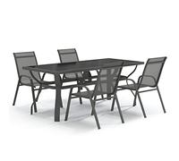 vidaXL Juego de Comedor de Jardín 5 Piezas Silla Asiento Butaca Sillón Mesa Cocina Exterior Terraza Patio Balcón Muebles Gris y Negro