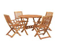 vidaXL Juego de Comedor de Jardín 5 Piezas, Sillas con Reposabrazos y Mesa Octogonal Plegables, Muebles para Exterior Patio, Madera Maciza de Acacia