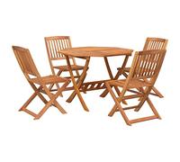 vidaXL Juego de Comedor de Jardín 5 Piezas, Sillas y Mesa Octogonal Plegables, Conjunto de Muebles para Exterior Patio, Madera Maciza de Acacia