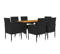 vidaXL Juego de Comedor de jardín 7 Piezas ratán sintético Negro