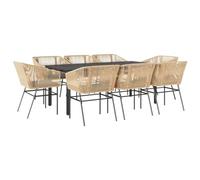 vidaXL Juego Comedor jardín 9 pzas Cojines ratán sintético marrón, Juego de Comedor de Exterior, Muebles de Comedor de jardín, Mesa y sillas de Comedor de jardín