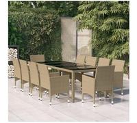 vidaxl Juego de comedor de jardín de 11 piezas ratán sintético beige