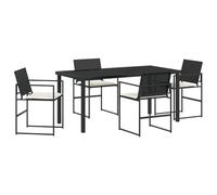 vidaXL Juego de Comedor de Jardín de 5 Piezas con Cojines Negro Poliratán