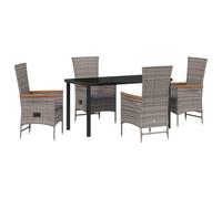 vidaXL Juego de 2 sillas de exterior con cojines de poliratán, ajustables, cómodas, para jardín o terraza, respaldo elegante