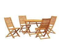 Juego de comedor de jardín plegable de madera de acacia vidaXL incluye 4 sillas, mesa y silla resistentes a la intemperie para jardín, patio, terraza, diseño compacto, plegable, muebles de madera
