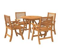 vidaXL - Juego de comedor de jardín de 5 piezas, mesa y sillones de madera de acacia maciza, para terraza, comedor al aire libre, estilo escandinavo