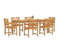 vidaXL Juego de Comedor de Jardín de 7 Piezas con Mesa de Madera Teak Sólida y 6 Sillas para un Estilo Moderno, Resistente a la Intemperie. Muebles de Patio para Terrazas y Jardines.