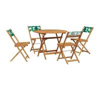 vidaXL Juego de comedor de jardín de tela de madera con patrón de hoja de 5 piezas de comedor al aire libre muebles de comedor de jardín mesa y sillas