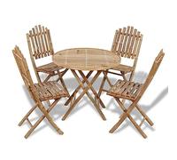 vidaXL Juego de Comedor de Jardín Plegable 5 Piezas de Bambú Mesa Sillas Patio