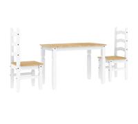 vidaXL Juego de Comedor Panama 3 pzas Madera Maciza de Pino Blanco, Juego de Mesa de Comedor, Mesa y sillas de Comedor, Mesa y sillas de Cocina