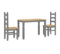 vidaXL Juego de Comedor Panama 3 pzas Madera Maciza de Pino Gris, Juego de Mesa de Comedor, Mesa y sillas de Comedor, Mesa y sillas de Cocina