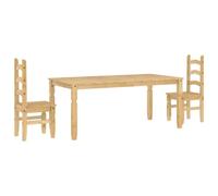 vidaXL Juego de Comedor Panama 3 pzas Madera Maciza de Pino, Juego de Mesa de Comedor, Mesa y sillas de Comedor, Mesa y sillas de Cocina