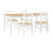 vidaXL Juego de Comedor Panama 5 pzas Madera Maciza de Pino Blanco, Juego de Mesa de Comedor, Mesa y sillas de Comedor, Mesa y sillas de Cocina