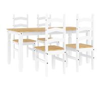 vidaXL Juego de Comedor Panama 5 pzas Madera Maciza de Pino Blanco, Juego de Mesa de Comedor, Mesa y sillas de Comedor, Mesa y sillas de Cocina