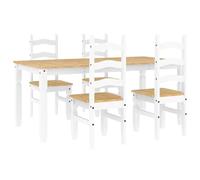 vidaXL Juego de Comedor Panama 5 pzas Madera Maciza de Pino Blanco, Juego de Mesa de Comedor, Mesa y sillas de Comedor, Mesa y sillas de Cocina